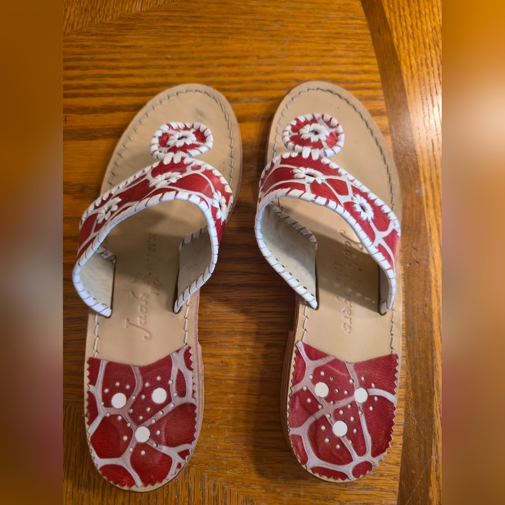 JACK ROGERS RARE GIRAFFE RED SANDALS - Picture 2 of 6